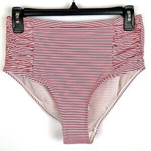 Sea Level Swim Women’s White/Red High Waist Bikini Bottom Size 8